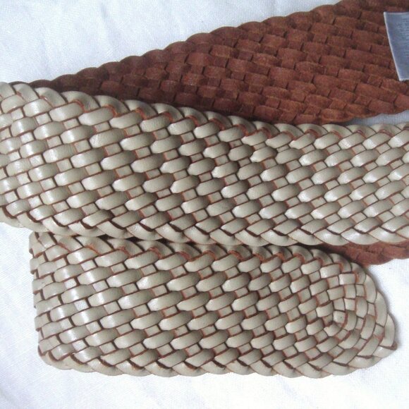 Vintage Italian Woven Leather Chunky Eye Buckle Belt main image 7